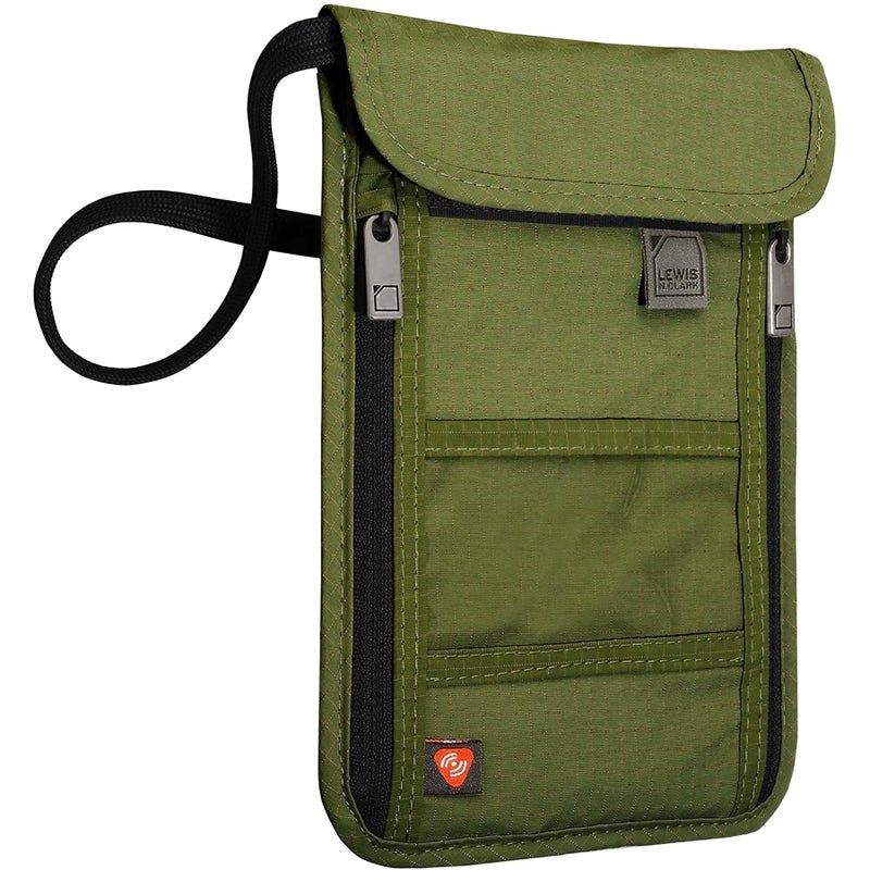 Lewis N. Clark Men's RFID Blocking Stash Wallet, Travel Neck Pouch Passport Holder for Women & Men, Olive, One Size - Image 1